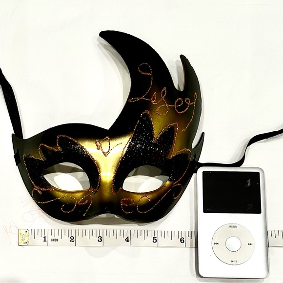 Unisex Glitter Gold/Black Halloween Mask - Picture 5 of 5